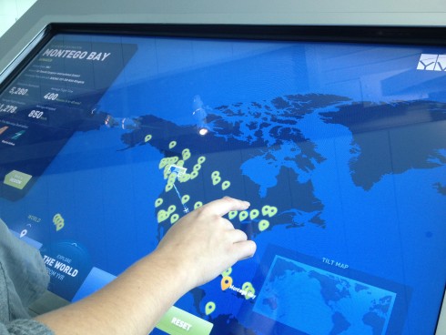 The airport’s Observation Area now features a touch-screen kiosk that allows visitors to explore all of YVR’s non-stop destinations.