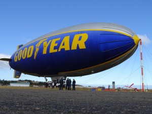 The “Spirit of Innovation” Goodyear Blimp possesses two Pusher engines, each of which delivers 210 horsepower that allow a maximum speed of 80 kilometres per hour.